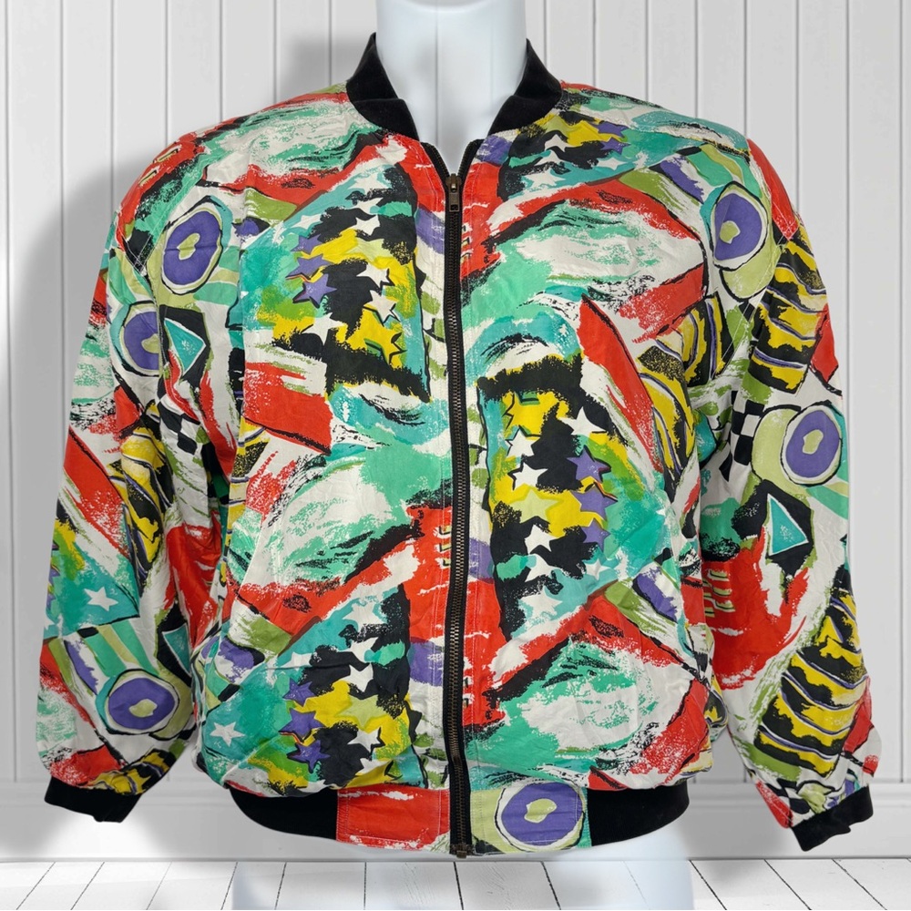 Vintage Abstract Women’s Silk Bomber Jacket